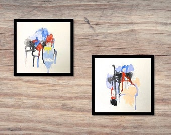 Abstract painting Set of 2 Original painting Canvas wall art Acrylic painting