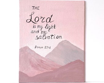 Christian wall art The Lord is my light Scripture Bible Verse canvas panel Scripture wall art Christian gifts