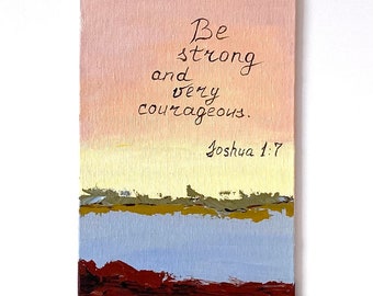 Christian wall art Be strong Scripture Bible Verse canvas panel Scripture wall art Christian gifts Christian painting