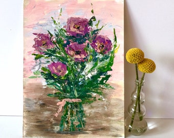 Flower painting, Botanical art, Rose wall art, Flower art, Floral acrylic painting, Floral wall art, Abstract painting