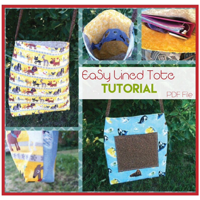 Lined Tote Bag Sewing Pattern Sewing Tutorial Easy Sewing - Etsy