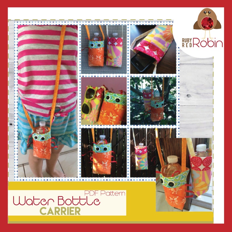 Water Bottle Carrier Sewing Pattern PDF Pattern Bottle Holder Mini Bag Etsy