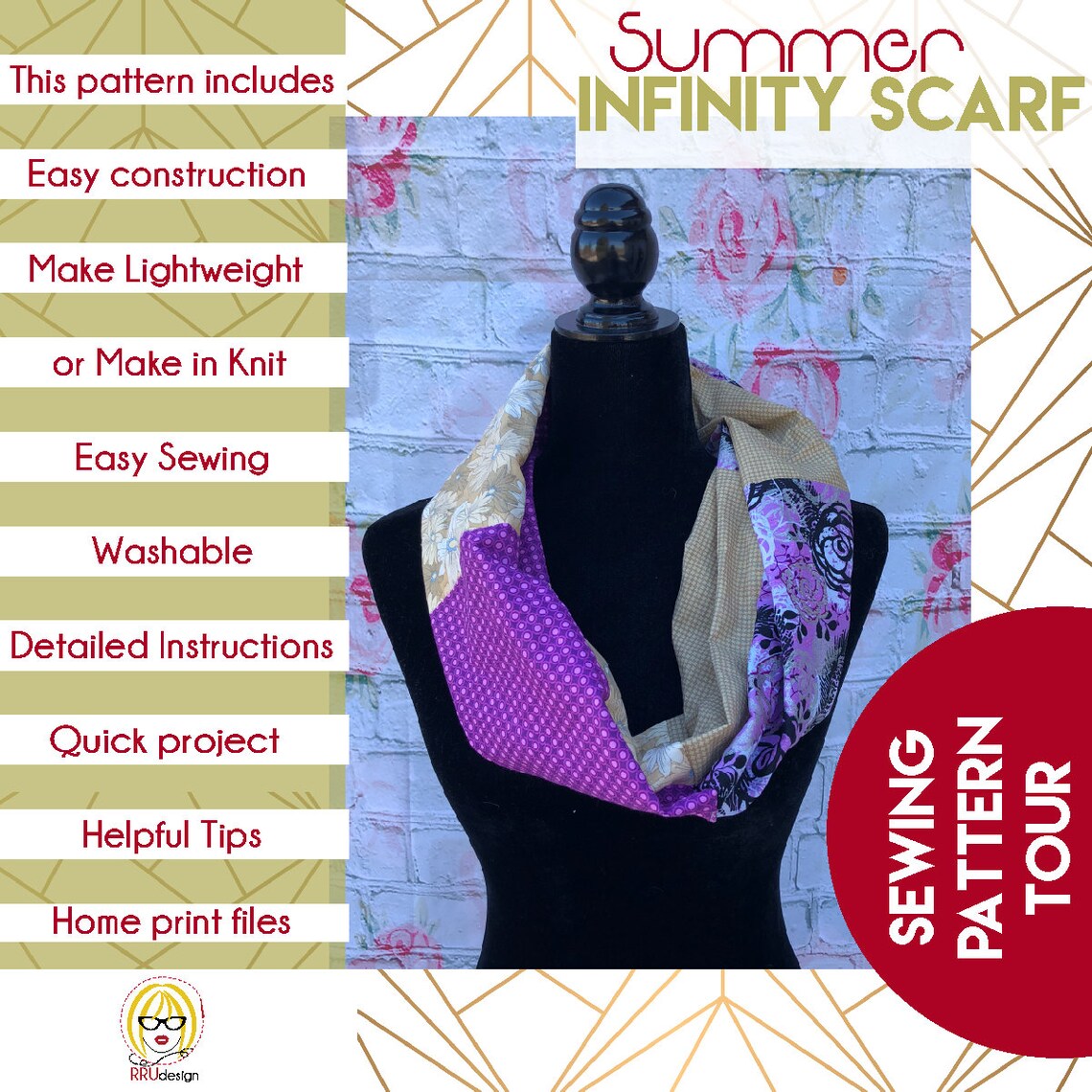 Infinity Scarf Sewing Pattern Beginner Sewing Pattern Easy - Etsy