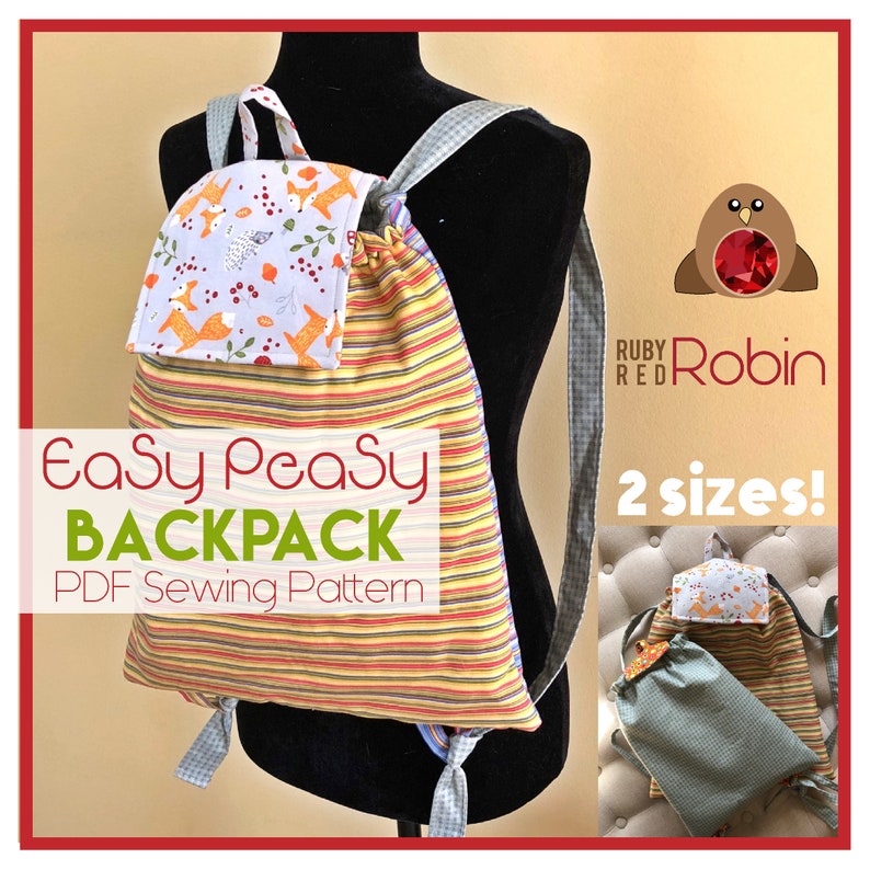 Easy Peasy Backpack Sewing Pattern in 2 sizes PDF pattern Etsy