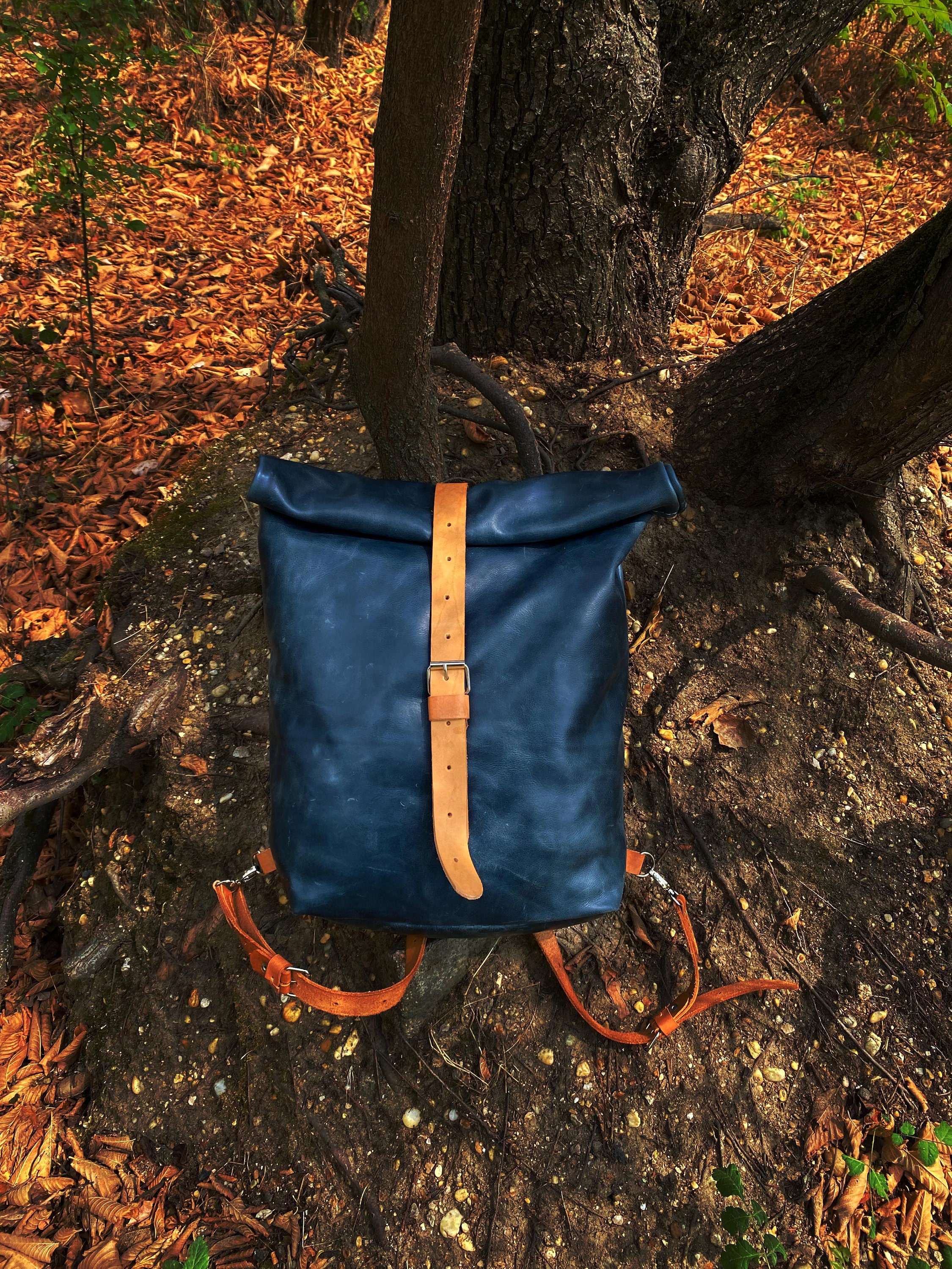 Small Rugsack Open Rolled Roll Top Backpack Leather Rugsack DIY Pattern Template Digital ...