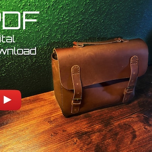 Petit sac cartable en cuir tanné végétal, modèle PDF uniquement