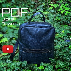Leather pattern square backpack pattern template back bag rugsack men woman template digital download A4 handmade
