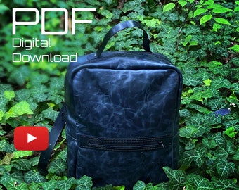 Leather pattern square backpack pattern template back bag rugsack men woman template digital download A4 handmade