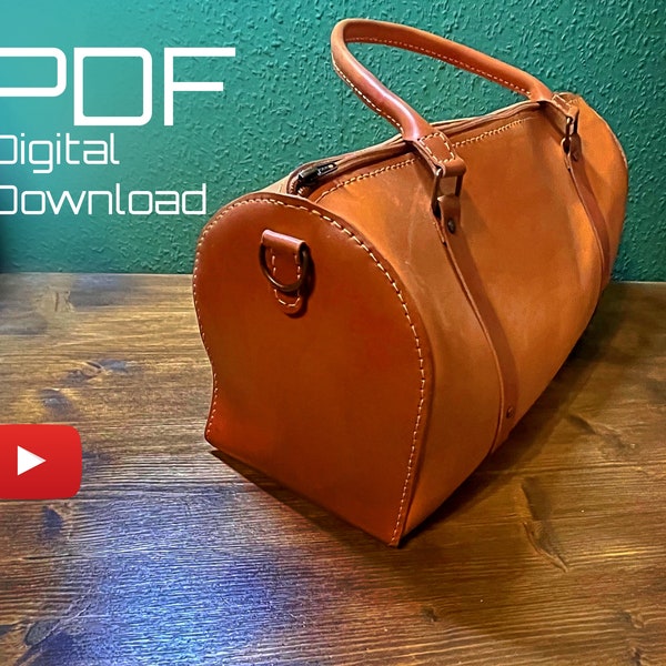 Vintage Sport Utility bag duffle money traveler bag leather vegetable tanned PDF pattern only