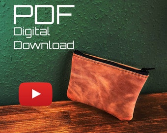 Leather Bag Pattern Pouch Small Zipper Envelope Pattern leather holder pattern tutorial DIY PDF