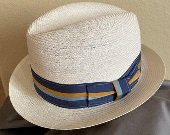 Vintage straw fedora hat for adults or children 60s? The House Of Hats Vintage 1960s Panama Straw Fedora Hat  main image 4