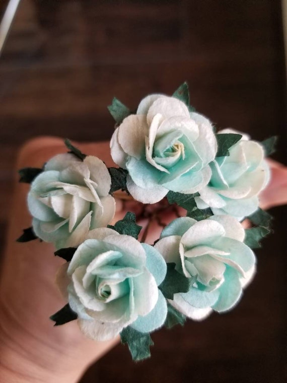 Lulusballetwraps Aqua Swirl Mulberry Hair Pins Flower Hair Etsy