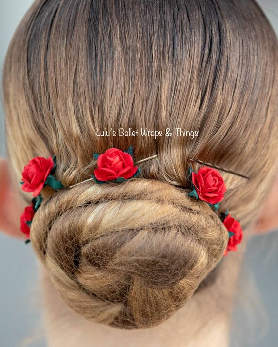 Lulusballetwraps Red Mulberry Hair Pins Flower Hair Pins Etsy