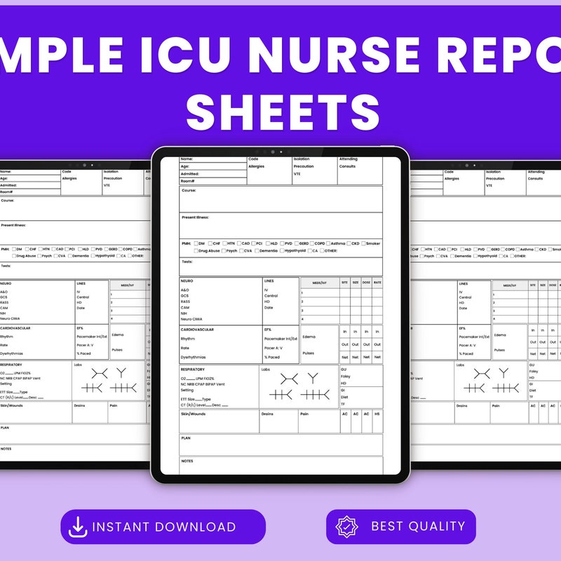 Icu Report Sheet Notebook - Etsy
