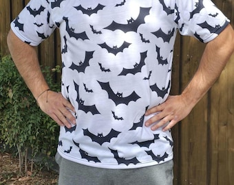 Halloween Bats Shirt Unisex All Over Print Bat Halloween Tshirt Cute Halloween Shirt Bat Lover Shirt Unisex Halloween Shirt Unique Bat Shirt