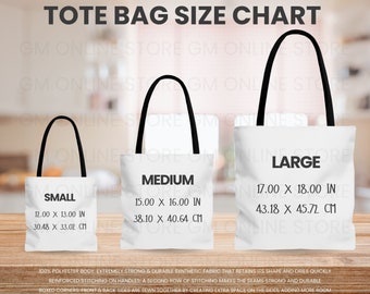 AOP Tote Bag Mockup, Size Chart (Digital Download)