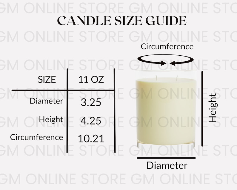 Candle Size Chart Candle Mock Up Candle Care Instructions Candle Mockup Soy Candle Size Chart Printify Candle Size Chart Candle Instruction