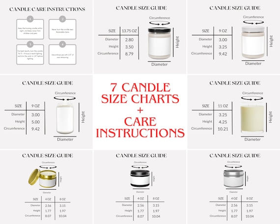 Candle Size Chart Candle Mock Up Candle Care Instructions Candle Mockup Soy Candle Size Chart Printify Candle Size Chart Candle Instruction