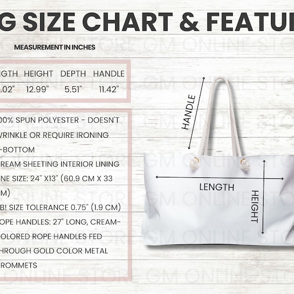 Weekender Bag Mockup-Weekender Bag Size Chart-Canvas Tote Mockup-Generic Brand Weekender Bag Printify Mockup-Weekender Bag Mock Up Size