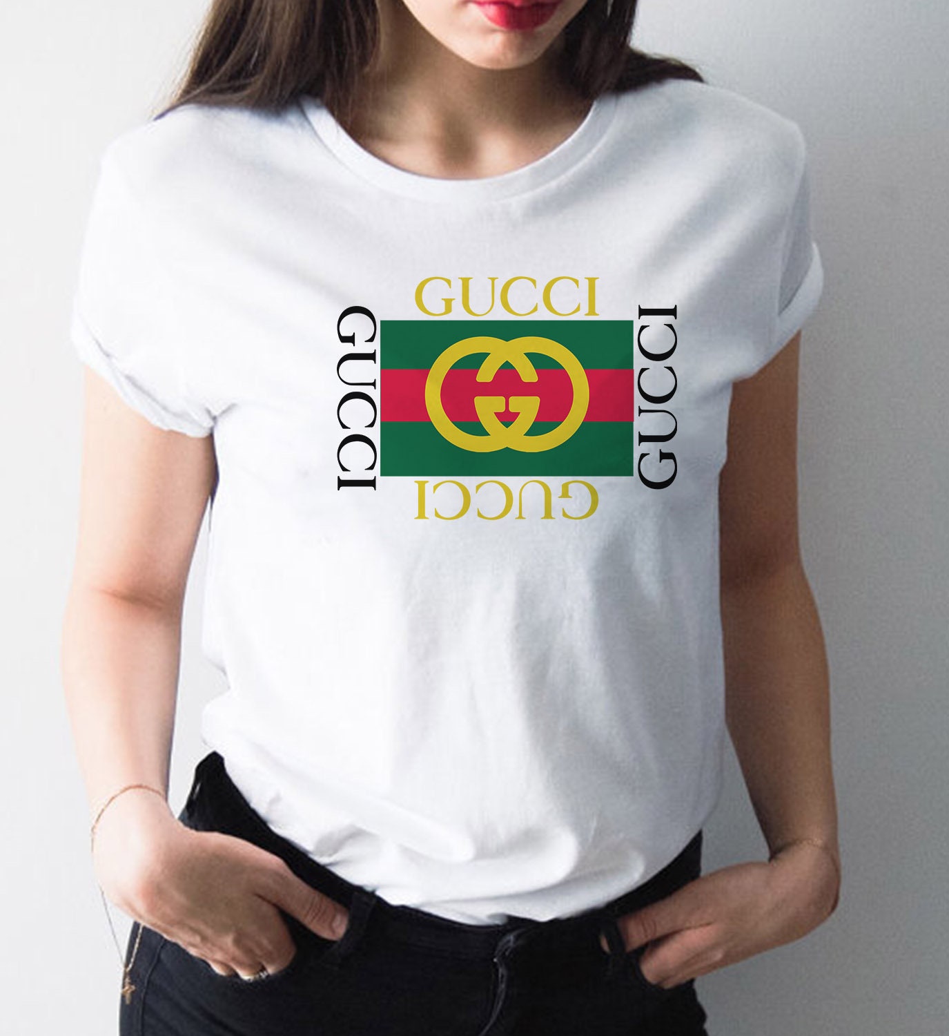Gucci Logo Shirt Women Classic Gucci T-shirt Limited Edition | Etsy