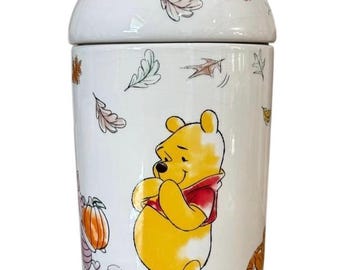 Disney Winnie the Pooh Fall Cookie Jar Pumpkin Lid Autumn Canister Piglet Tigger Kitchen Decor