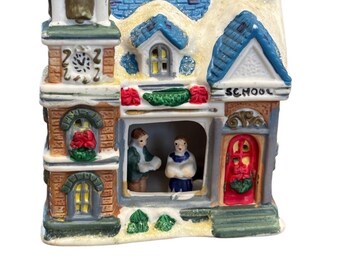 Vintage Handpainted  Lighted Christmas Schoolhouse