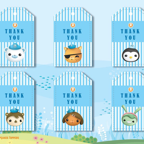 Octonauts Gift Tags | Thank You Tags - a set of 6 Characters | Octonauts Birthday Party | Printable |