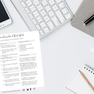 Social Media Cheat Sheet - quick wins - template for success -digital marketing tool.