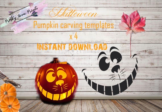 Halloween pumpkin carving template stencils instand download