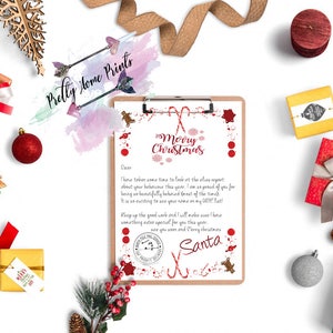 Navidad Santa Carta Plantilla Digital descarga instantánea niños navidad imprimible
