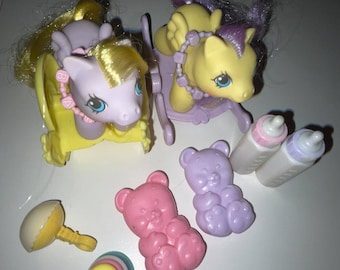 G1 My Little Pony Newborn Speckles and Bunkie Pegasus Vintage Rare