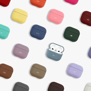 Italiaanse leren monogramhoezen voor AirPods Pro met gravure | Embossing Personalisatie Aanpassing AirPods-hoesje