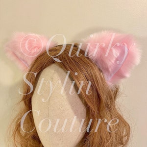 ピンクの猫耳しっぽセット 子猫コスプレ かわいい ゴシックロリータ メイド パステル フェスティバル レイブ 子猫 オタク耳 子猫プレイ ペットプレイ DDLG LARP コスチューム