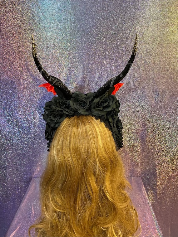Black Maleficent Fairy Horns HandBand Halloween Costume Head Band Dragon  Horns