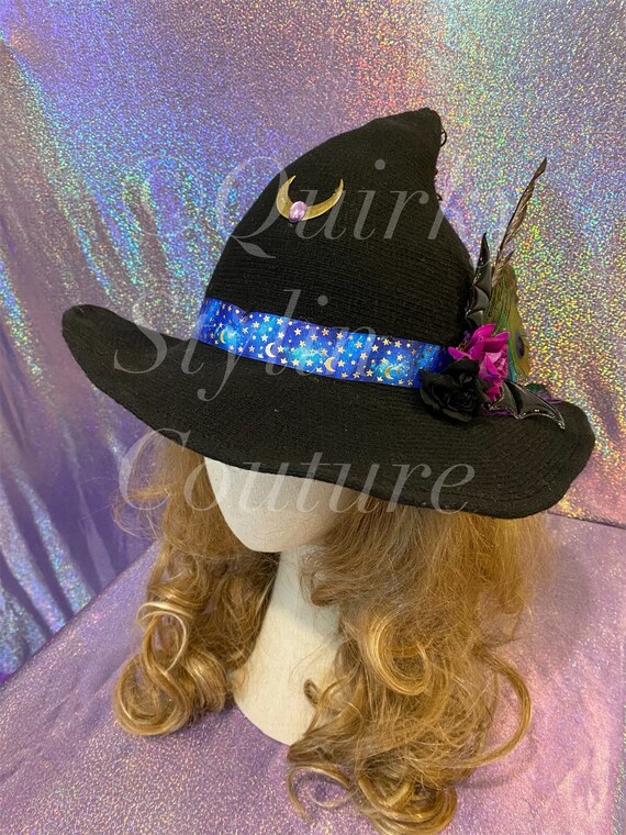 Witch Hat dragon gothic moon kawaii bat floral anime style wizard celestial magical headpiece decora cute costume halloween sorcerer hat