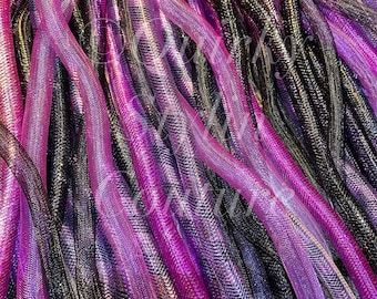 Bright Purple & black Cyberlox hair falls PAIR ponytails Gothic rave cyber punk festival drag bellydance fantasy EDM dreadlock wig fairy