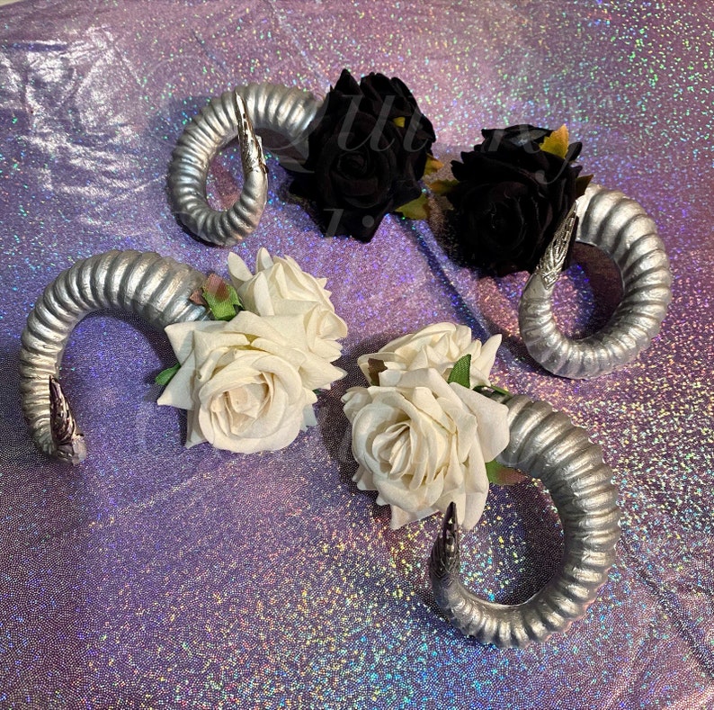 Horns rose gothic hair clips demon horn headdress cosplay Etsy