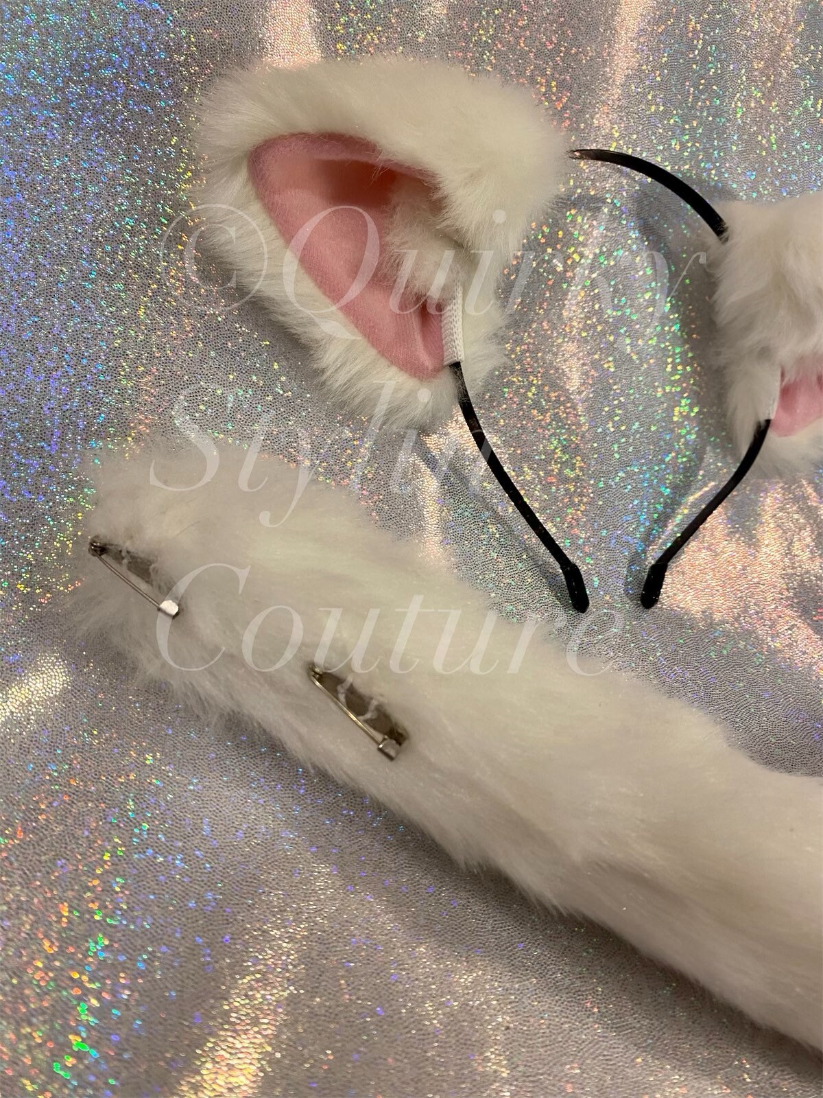 White Pink Cat Ears Tail Set Kitty Cosplay Kawaii Gothic | Etsy