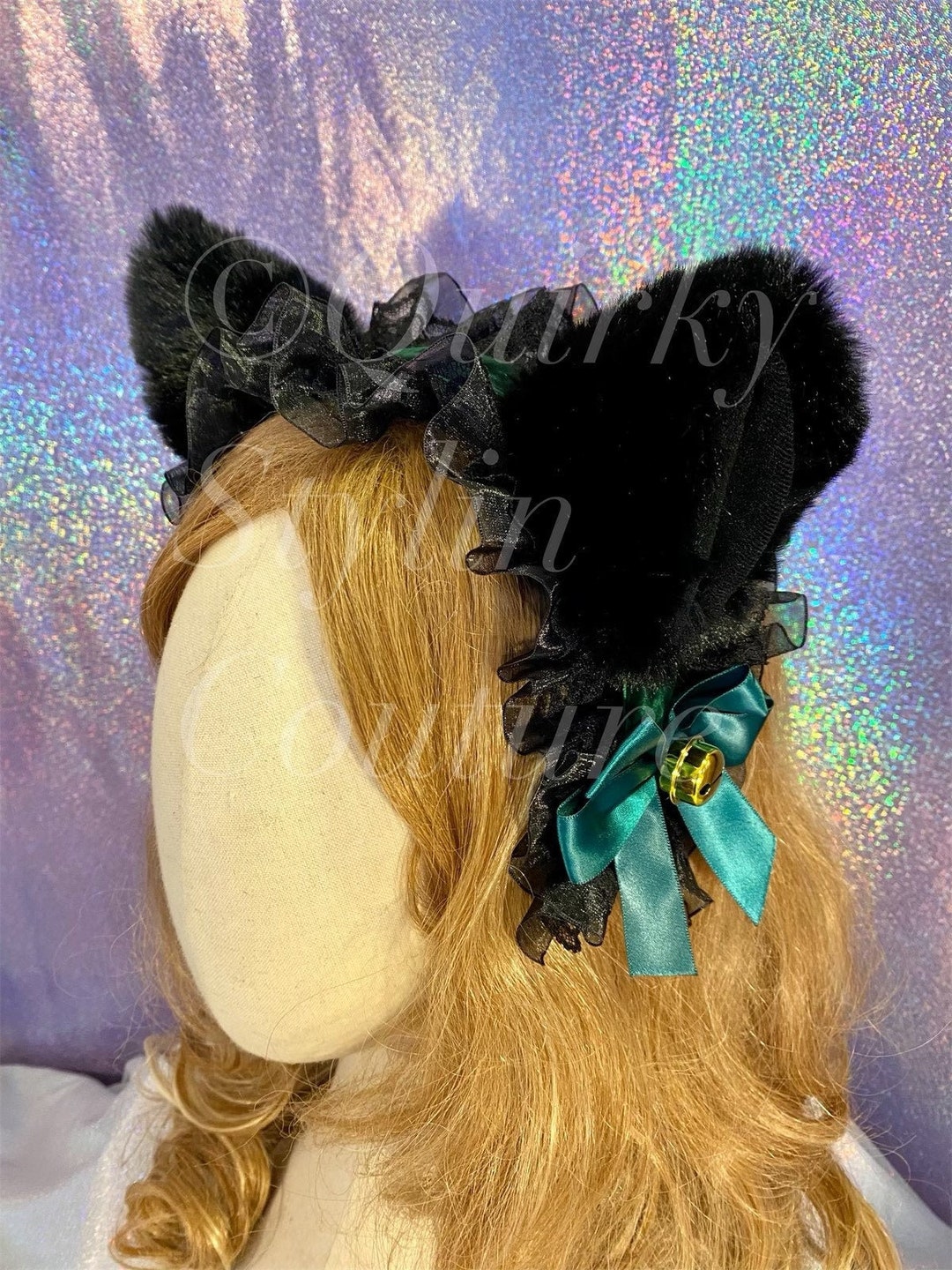 Black & Green Cat Ears Maid Headband Kitten Cute Gothic Etsy