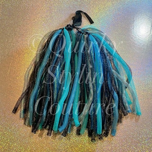 Teal, turquoise blue & black Cyberlox hair falls PAIR ponytails set Gothic rave Y2K festival hair accessory EDM dreadlocks cyber headpiece