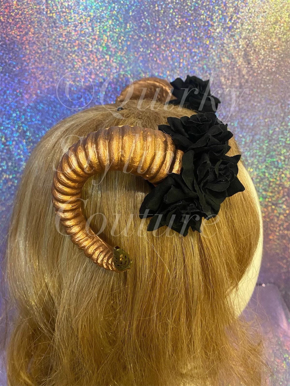 Larp Roses Copper Black Roses Devil Horns & Rose Gothic Steampunk Hair Clips Demon ...
