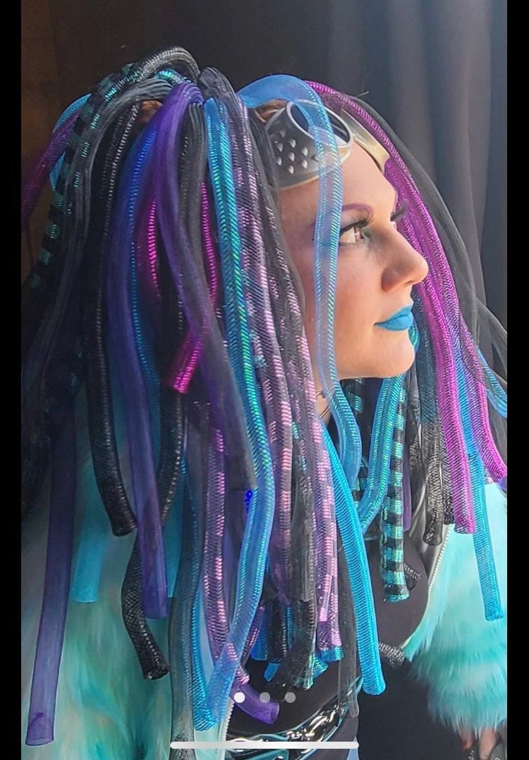 Blue top dreadlock wig