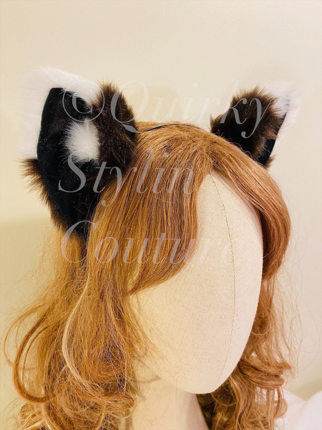 Headband Brown Fox Fur with leather Hair Accessory with Voluminous T… Rippe main image 4