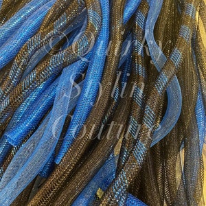 Blue & black Cyberlox hair falls PAIR Set Gothic dance rave cyberpunk festival hair accessory bellydance dreadlocks EDM Y2K wig hairpiece