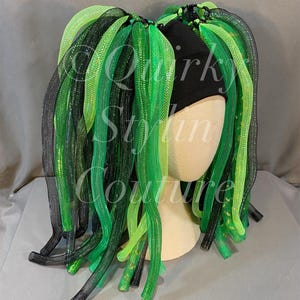 Green neon emerald city Cyberlox hair falls gothic rave cyberpunk festival accessory dread falls cybergoth dreadlock headpiece raver wig