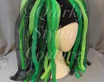Green neon emerald city Cyberlox hair falls gothic rave cyberpunk festival accessory dread falls cybergoth dreadlock headpiece raver wig