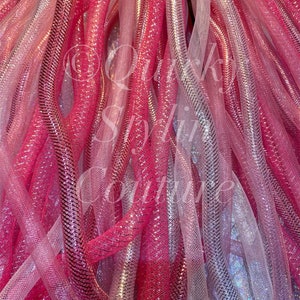 Cyberlox hairfalls pink white silver pastel shiny gothic cyberpunk cybergoth dreadlock dreadfalls rave festival pastelgoth wig headpiece