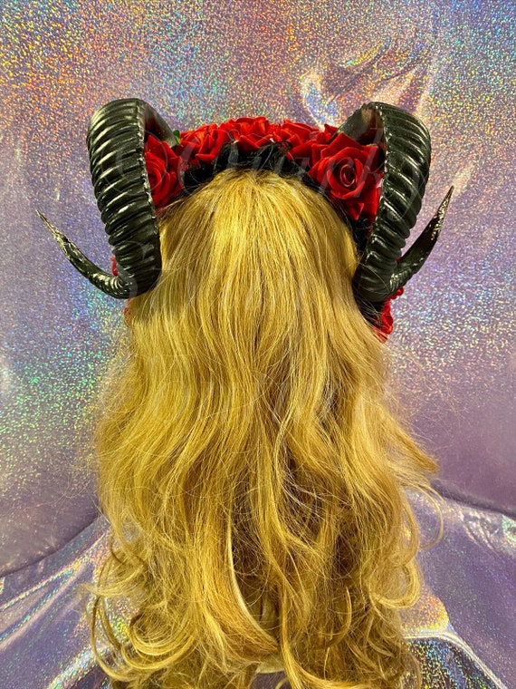 Gothic Lolita Devil Horns Headband Lace Furry Costume Accessory Halloween CoBtee Gothic Lolita Headdress Lace Devil Horns Zambia | Ubuy main image 4