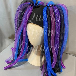 Blue purple galaxy Cyberlox hair falls gothic rave cyberpunk festival accessory dread falls cyber punk doof dreadlock headpiece raver wig