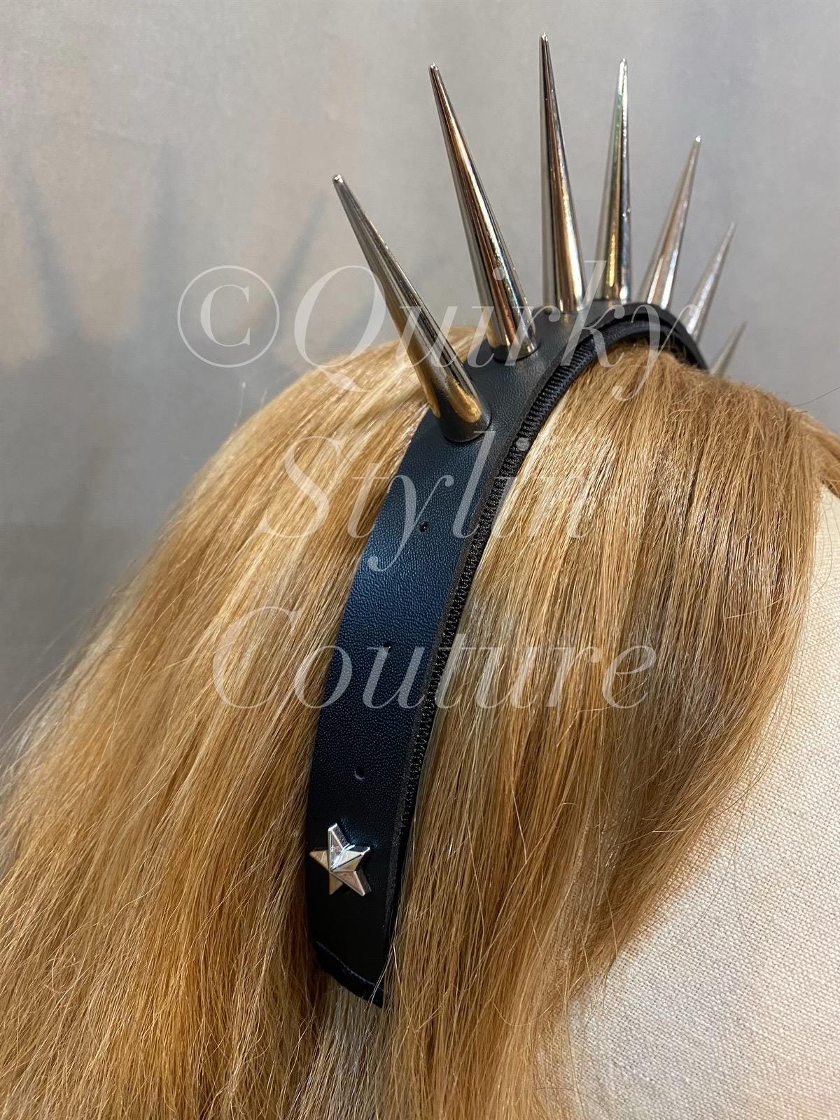 New York Couture STUD Spike Headband Amazon.com : MinnowXY Spiked Headband Tiaras Leather Spiked  main image 4